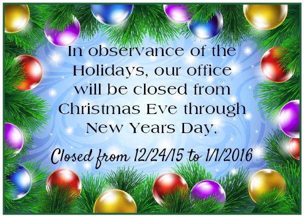 Christmas Schedule 2015