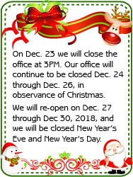 Holiday Schedule