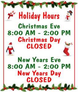 Oasis Holiday Hours